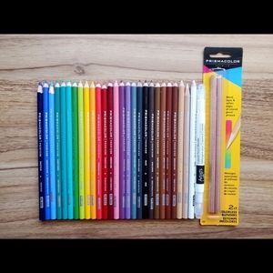 NWOT 27 PrismaColor Premier Colored Pencils + 2 PrismaColor Colorless Blenders